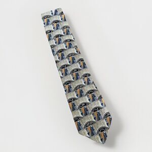 VTG 90s Y2K Structure Silk Mens Necktie Novelty Tie Wrist Watch Time Chronograph